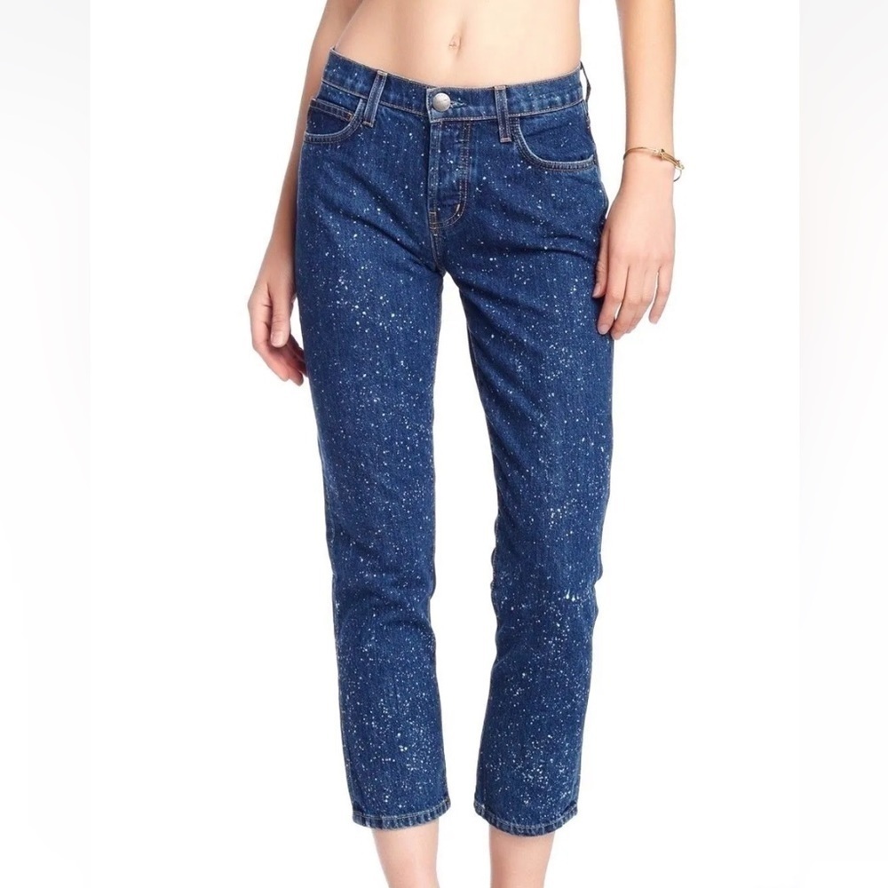 Current/Elliott The Vintage Straight Midrise Blue Jeans Constellation Wash 26